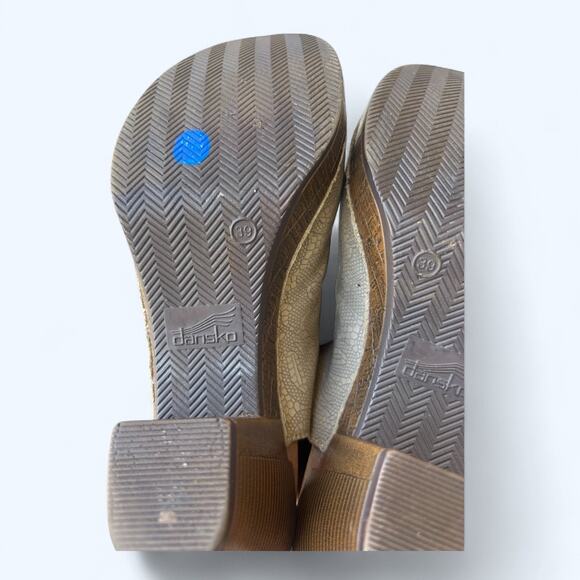 Dansko Reggie Peep Toe Heel Sling Back Tooled Leather Bootie Sandal Taupe sz 39 - Picture 10 of 12